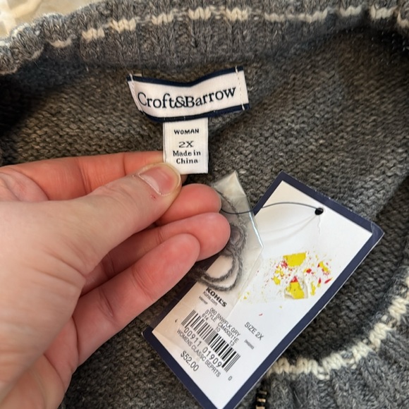 NWT Croft & Barrow snowflake zip up sweater size 2X - Picture 3 of 5